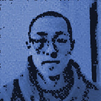 Halftone portrait of Kevin Xie